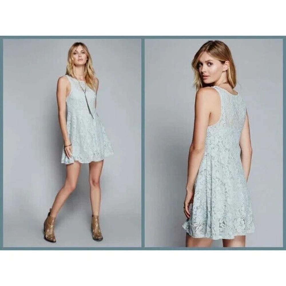 NWT Free People Miles of Lace Dress Sky Blue Women's Size Small H14120 - Picture 9 of 13